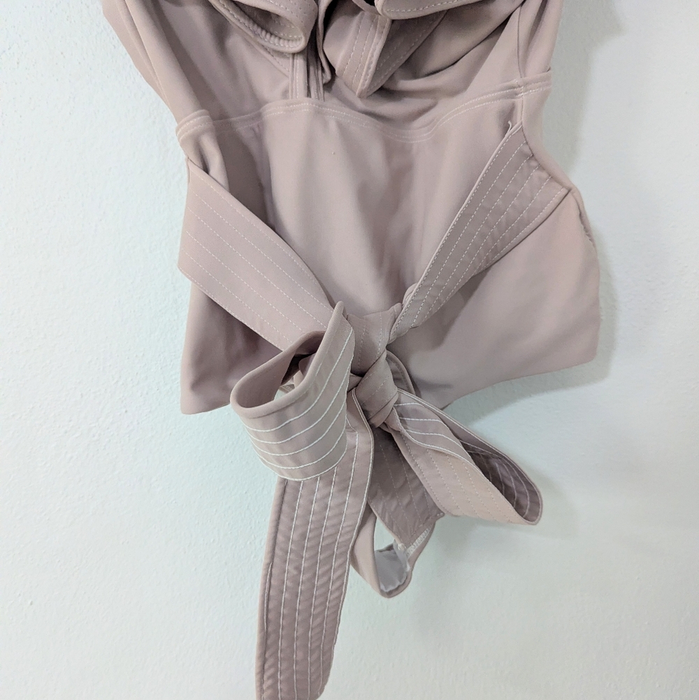 Ruffle V-Neck One-Piece Swimsuit in Dusty Mauve - Picture 5 of 12